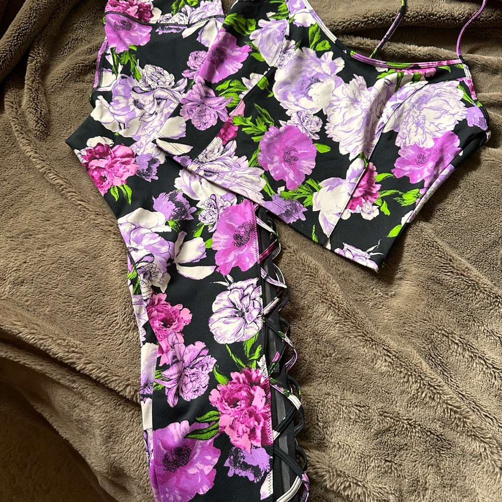 Victoria's Secret Black and Pink Floral Apparel